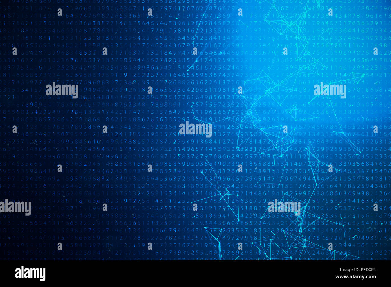 Illustration 3D code numérique sur fond bleu. Les données chiffrées, d'un tel code. Banque D'Images