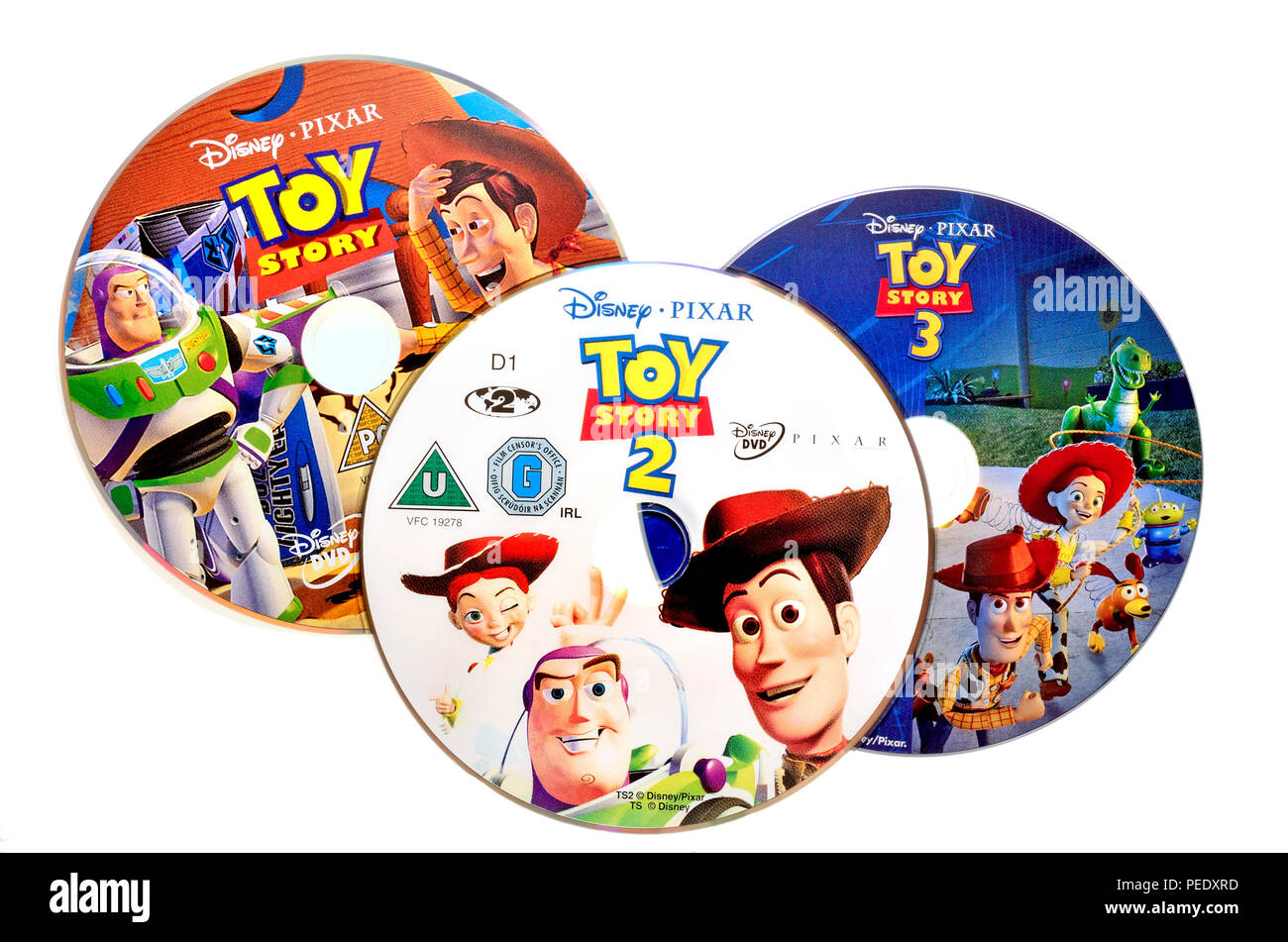 Films Toy Story 1, 2 et 3 en DVD Banque D'Images