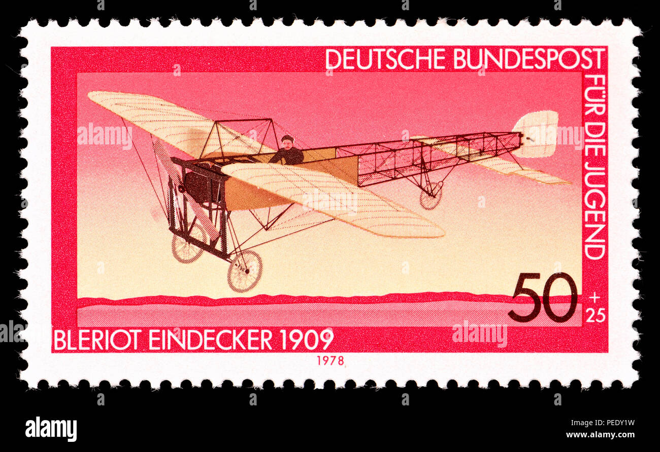 Timbre allemand (1978) die Jugend (stamp vendus au profit de la jeunesse de bienfaisance) : monoplan Blériot XI - 1909. Utilisé par Louis Blériot à faire le sapin Banque D'Images