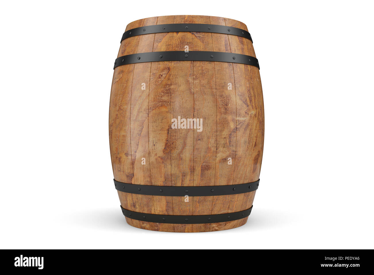 Illustration 3D Vue de face en tonneaux de vin, isolé sur fond blanc. Boisson alcoolisée dans des fûts en bois, tels que le vin, cognac, rhum, brandy Banque D'Images