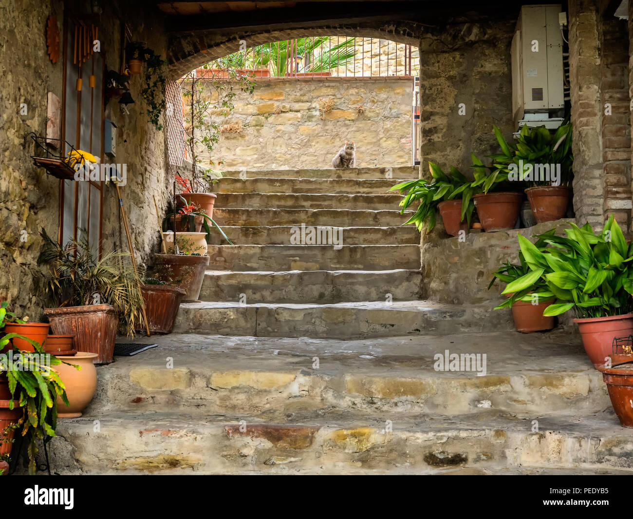 Rues de Borgo sul Trasimeno en Ombrie, Italie Banque D'Images