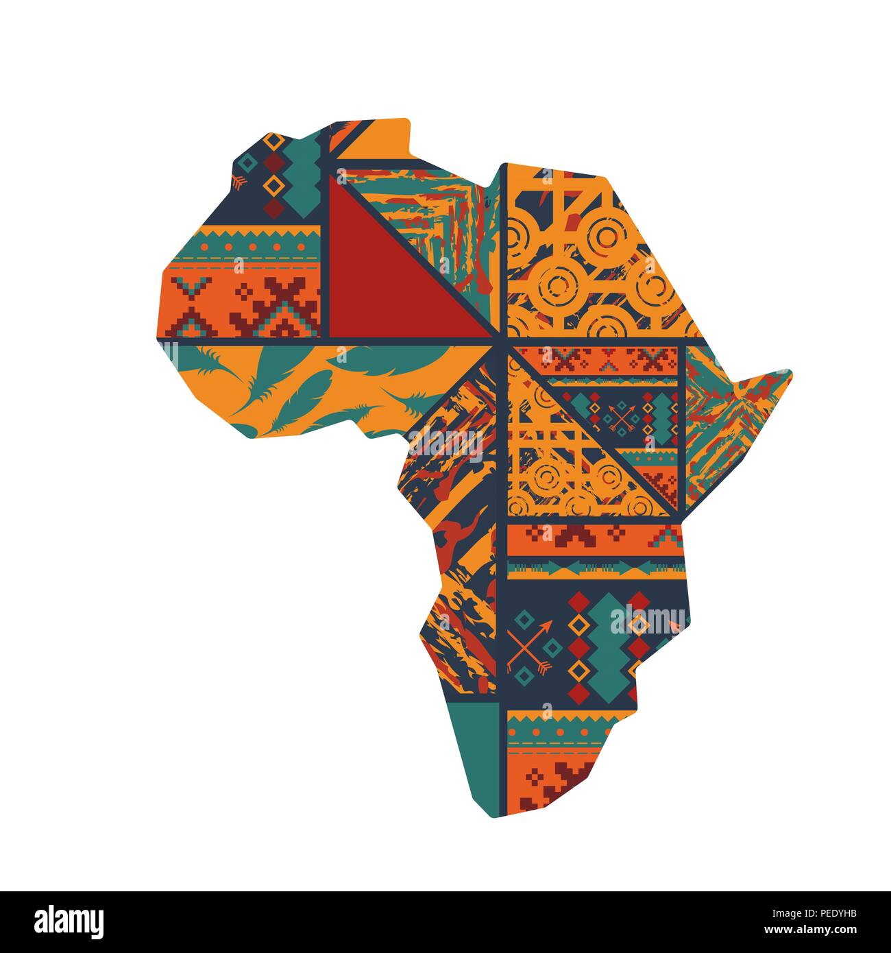 Continent africain d'ossature isolé sur fond blanc avec motif boho Illustration de Vecteur