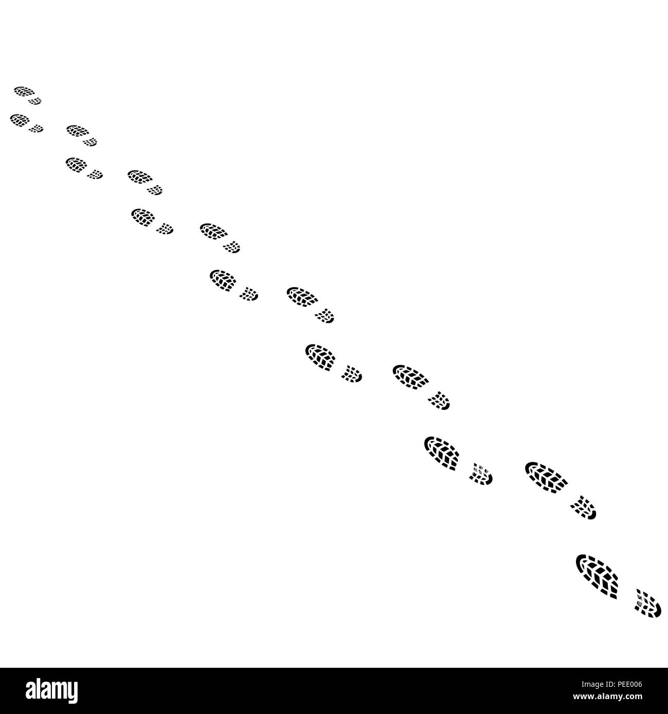 Chaussures noires silhouettes impression de perspective isolé sur fond blanc Illustration de Vecteur