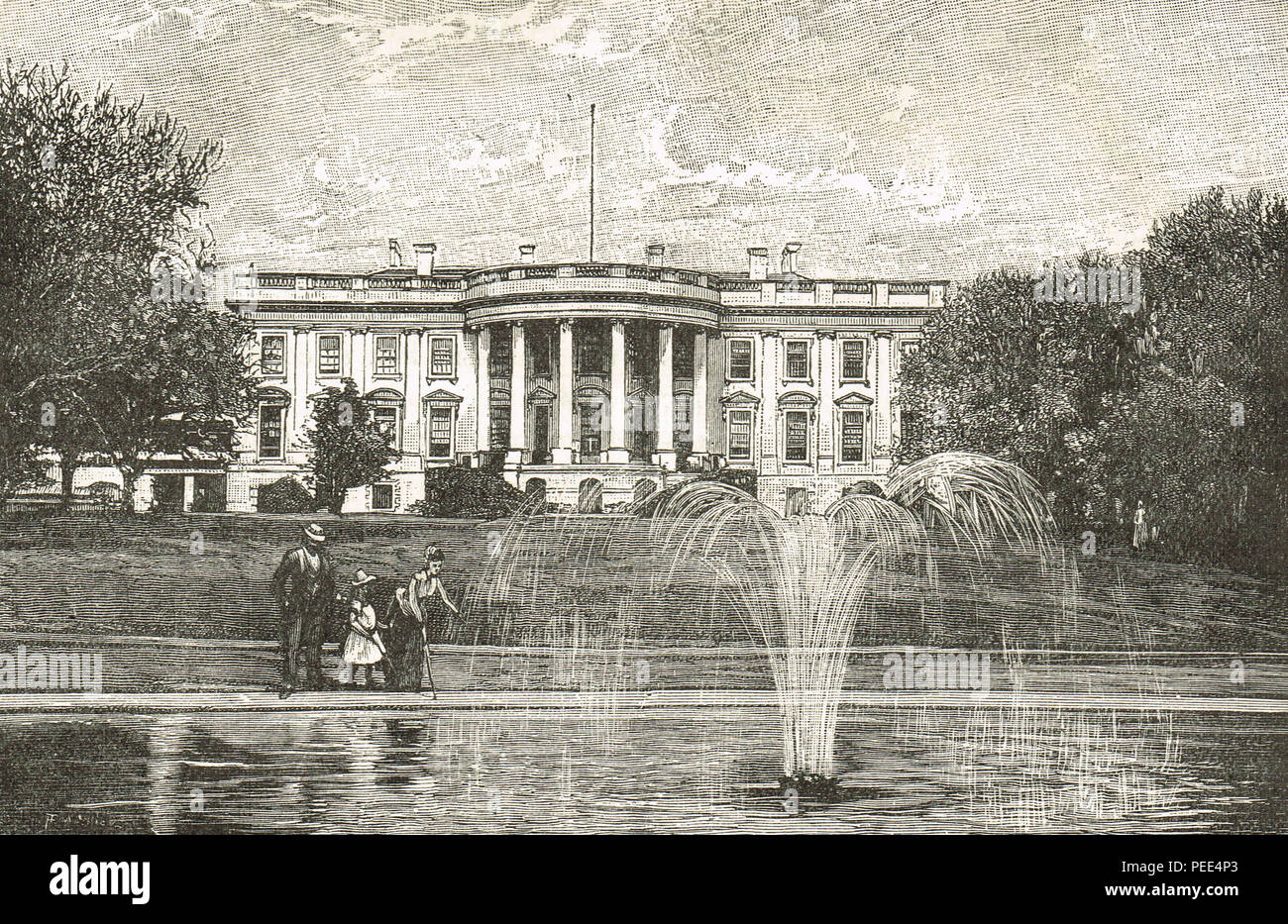 La Maison Blanche, à Washington, l'Amérique, vers 1893, sous la présidence de Grover Cleveland Banque D'Images
