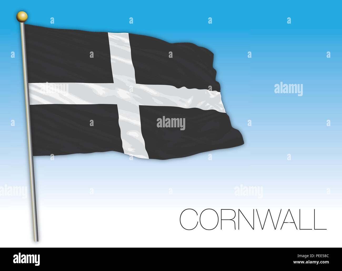Drapeau de Cornwall, United Kingdom, vector illustration Illustration de Vecteur