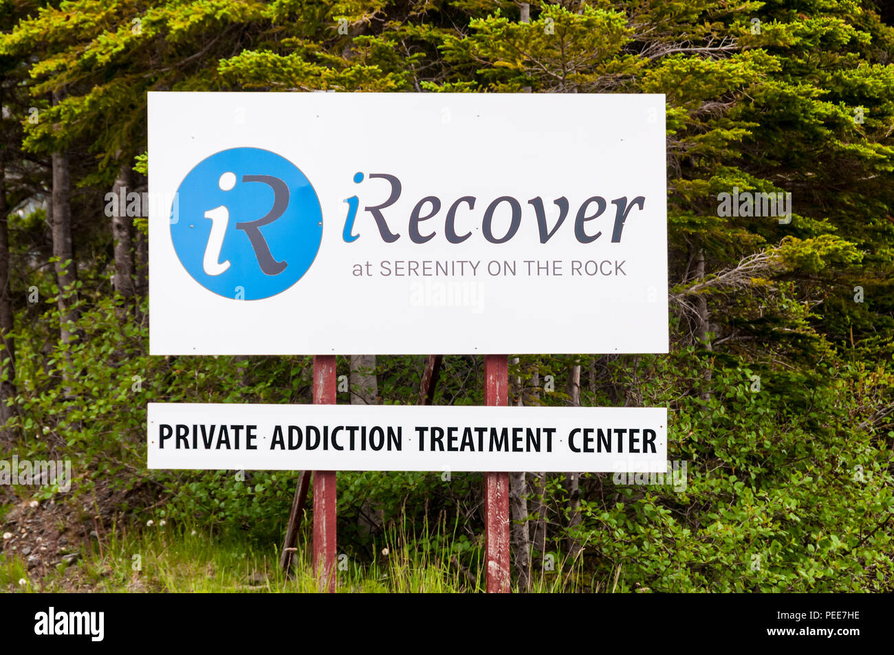 Signe pour iRecover secteur centre de traitement de la toxicomanie à Terre-Neuve Banque D'Images