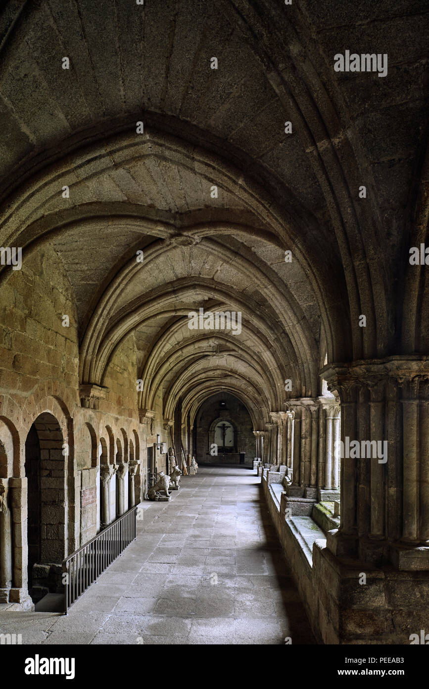 Cloître de la cathédrale de Santa Maria de Tui, Pontevedra, Galice, Espagne, Europe Banque D'Images