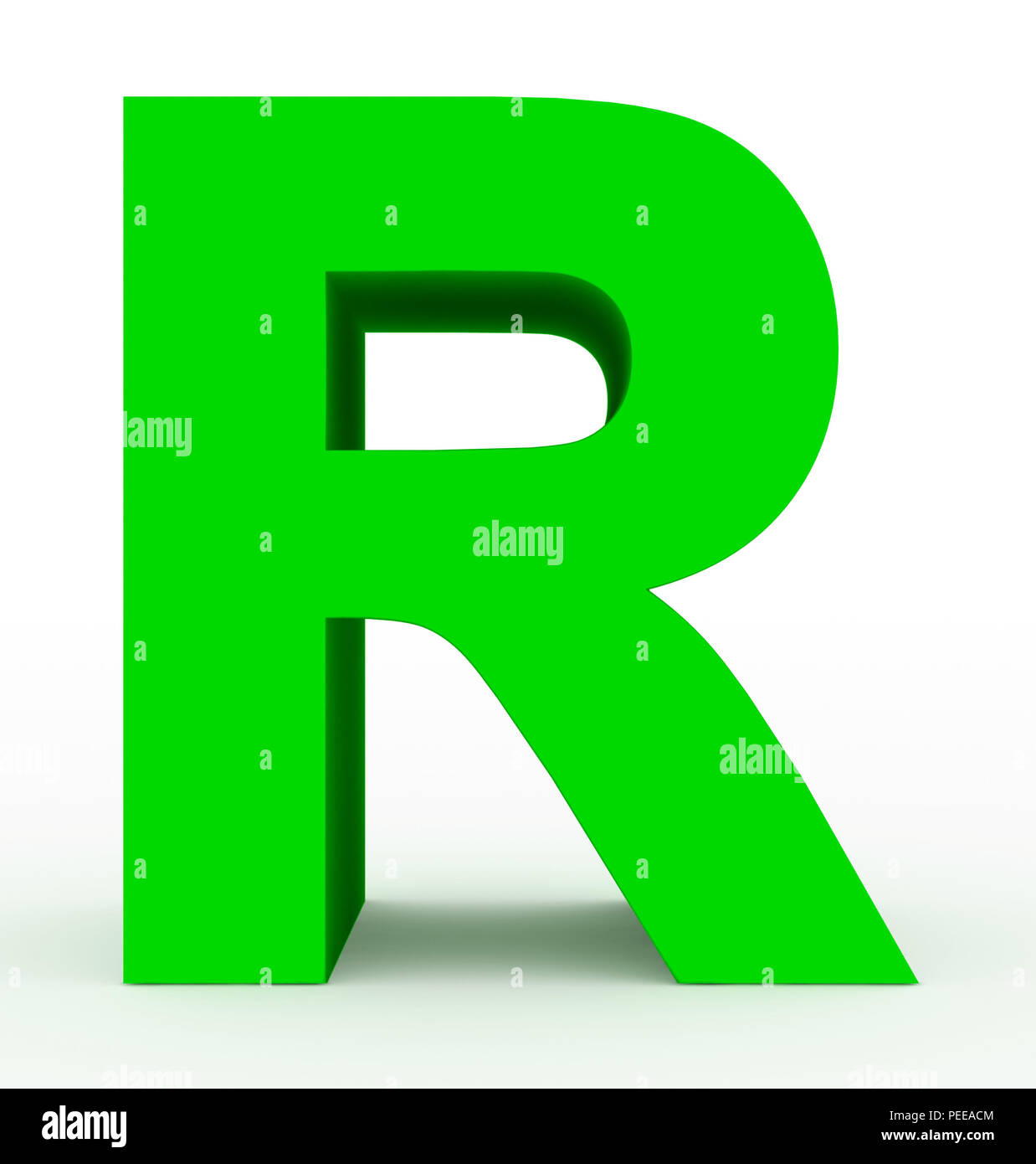 Lettre R vert 3d isolé sur blanc - le rendu 3D Banque D'Images