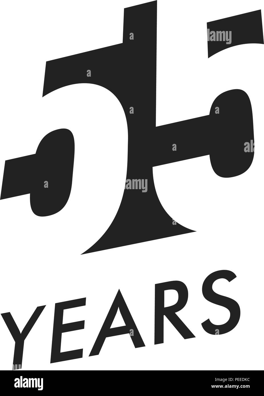 Cinquante cinq ans modèle emblème vector. Anniversaire, symbole de la conception de l'espace négatif. L'icône de couleur noire du jubilé. Joyeux 55e anniversaire, abstract illustration. Illustration de Vecteur