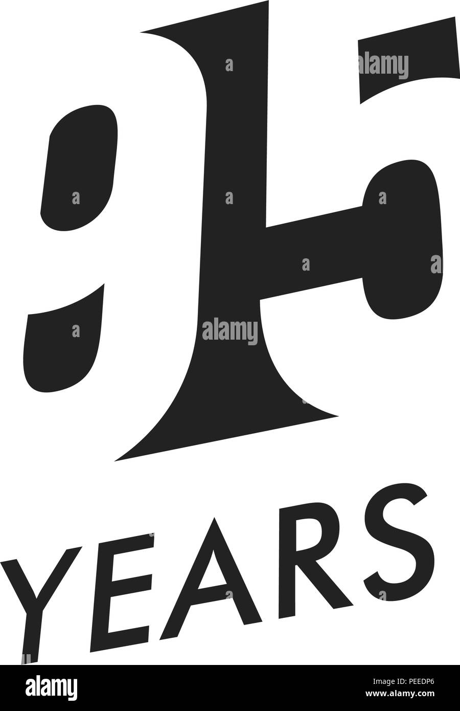 Quatre-vingt-dix cinq ans emblème vecteur modèle. Anniversaire, symbole de la conception de l'espace négatif. L'icône de couleur noire du jubilé. Joyeux 95e anniversaire, abstract illustration. Illustration de Vecteur