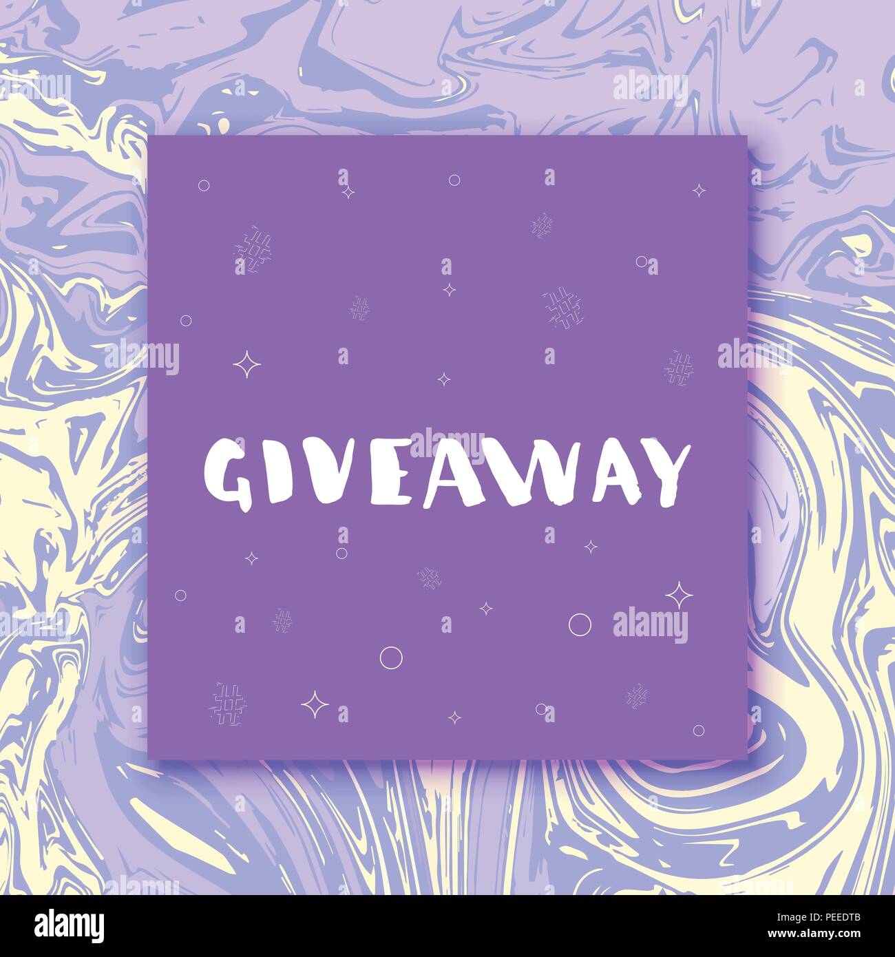 Giveaway of the square bannière. Modèle pour les médias sociaux post. Palette de couleurs ultra violet. Pour l'élément de design graphique - affiche, flyer, carte de visite, étiquette, d'un insigne. Liq Illustration de Vecteur