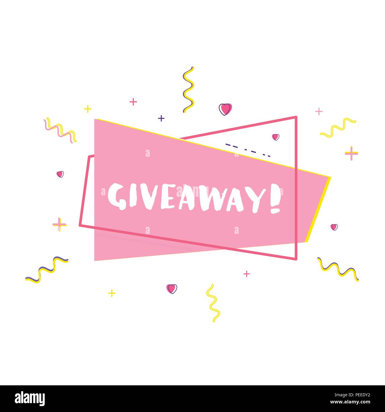 Giveaway of the banner géométrique. Lettres manuscrites. Modèle pour les médias sociaux. Pour l'élément de design graphique - affiche, flyer, carte de visite, étiquette, d'un insigne. Vector illu Illustration de Vecteur