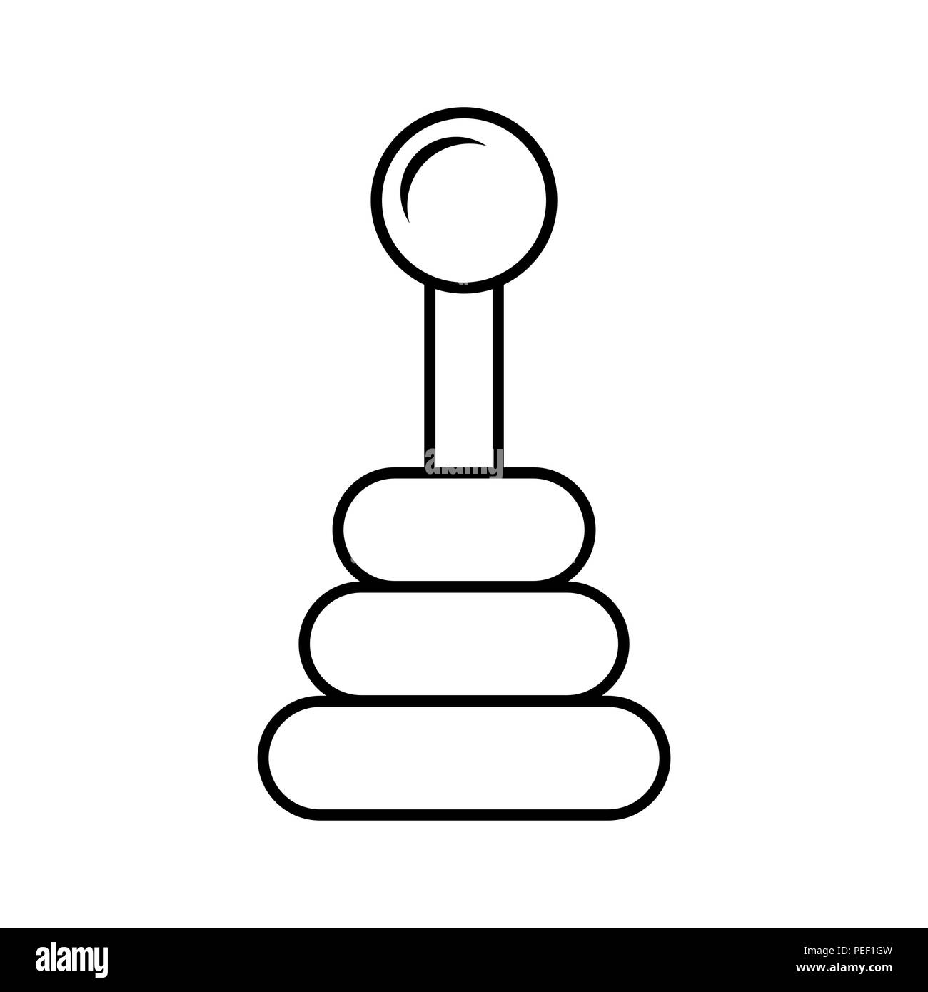 Le bouton de la boîte de vitesses de conception contour icône isolé sur fond blanc Illustration de Vecteur