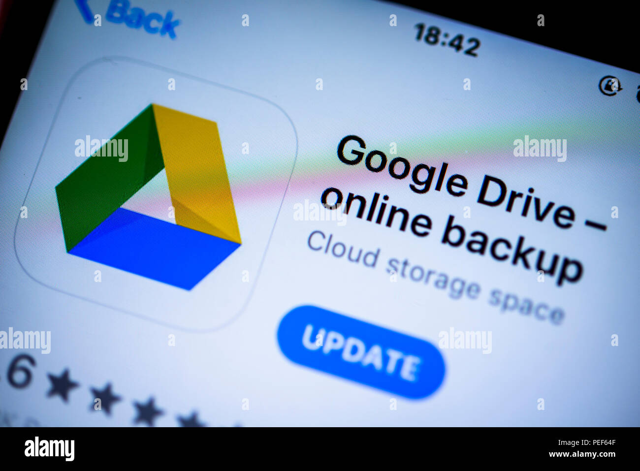 L'application Google Drive, le stockage Cloud, dans l'Apple App Store, l'icône de l'application, écran, iPhone, iOS, smartphone, close-up, détail, Allemagne Banque D'Images