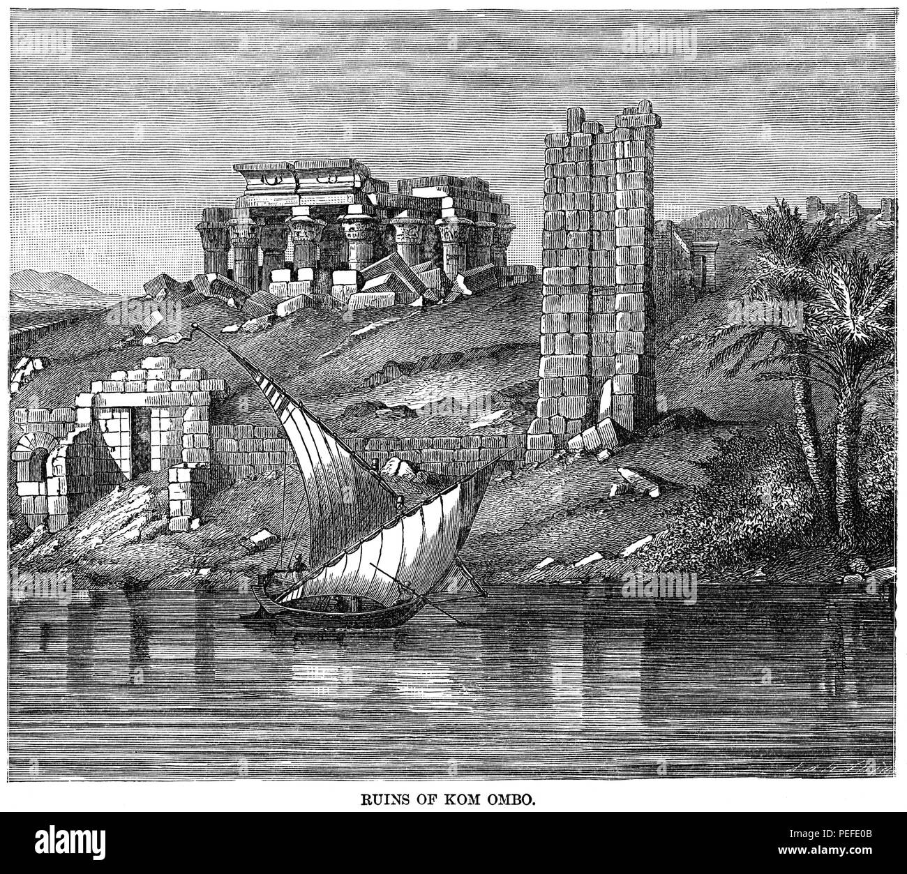 Ruines de Kom Ombo, l'Égypte, Illustration, Cyclopedia de l'histoire universelle, Volume 1, l'Ancien Monde, par John Clark Ridpath, les frères Jones Publishing Company, 1885 Banque D'Images