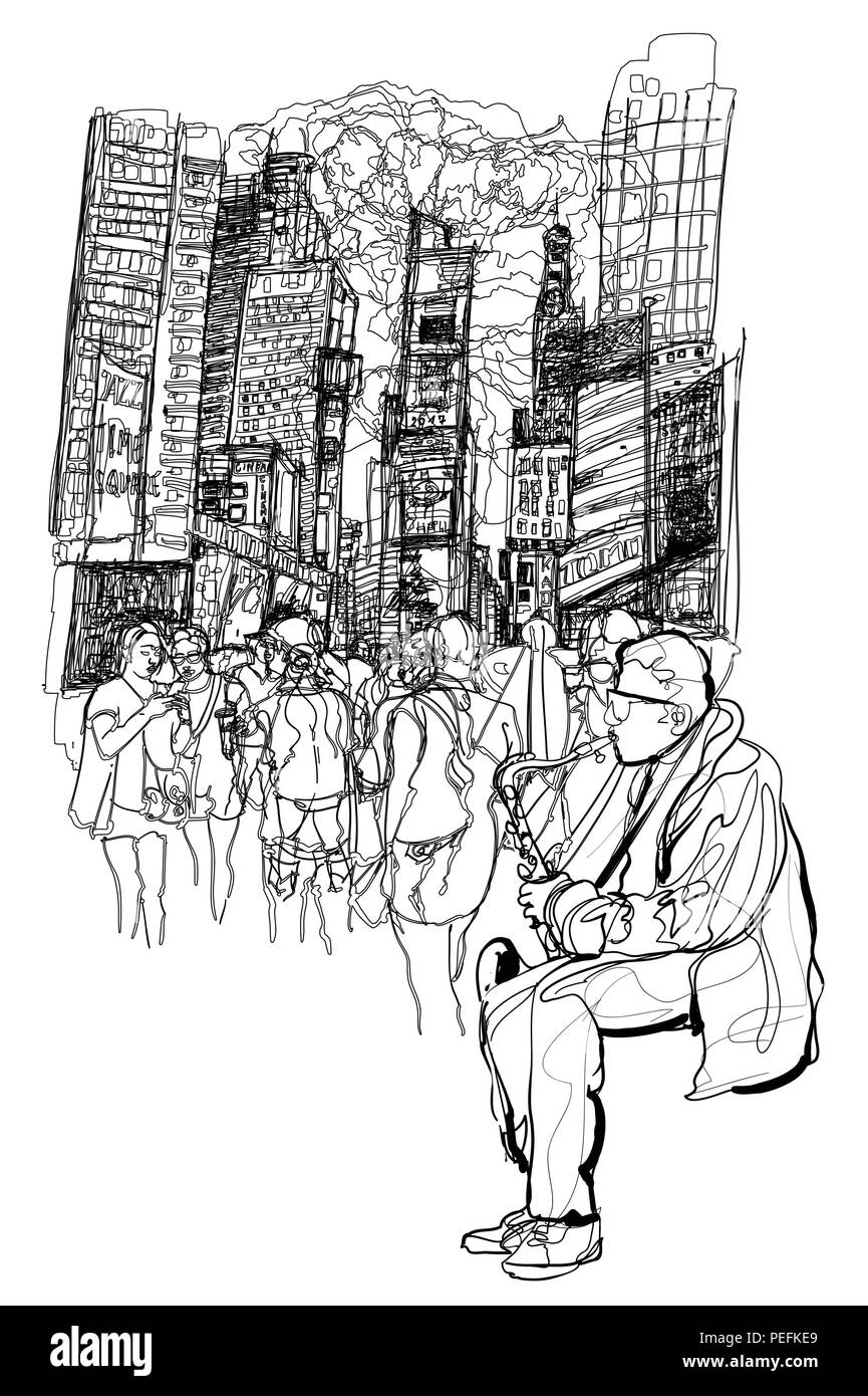 Times Square à New York - illustration Illustration de Vecteur