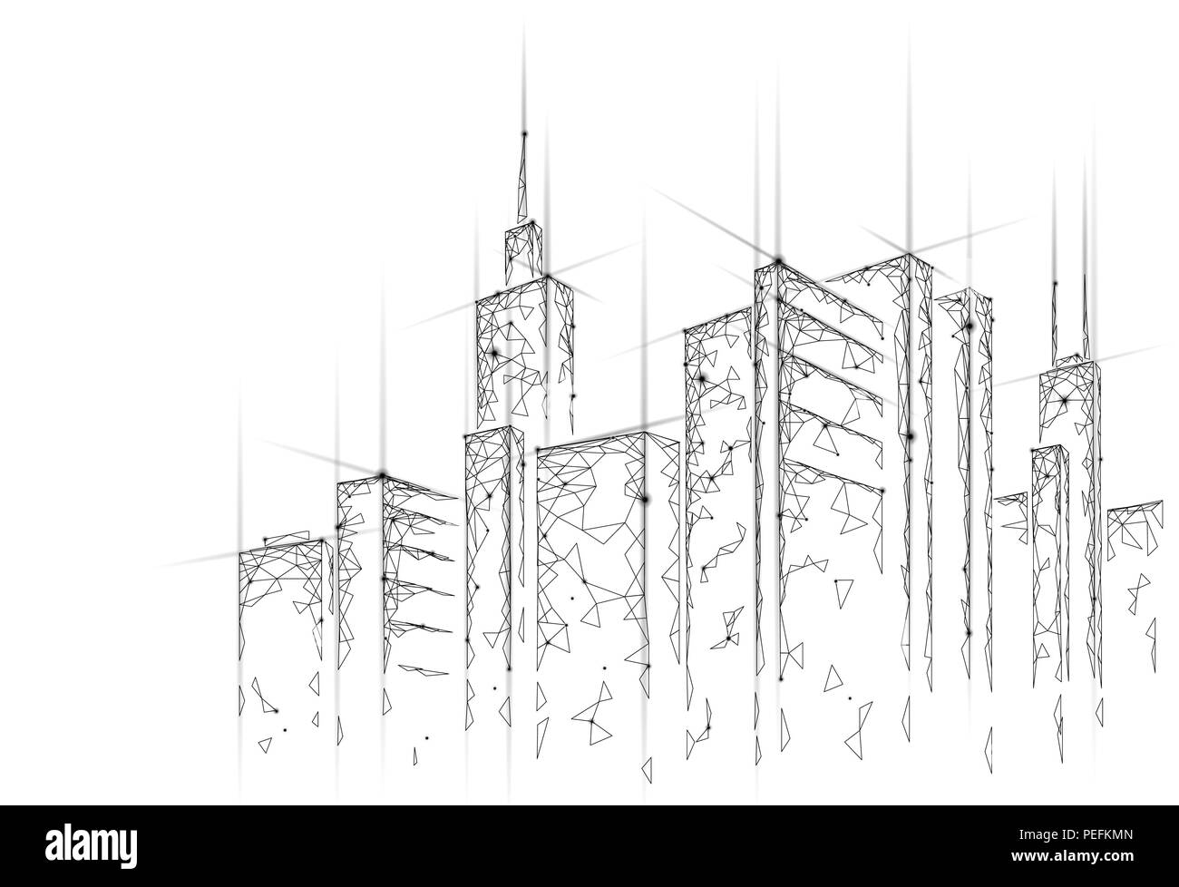 Low poly 3D Smart city treillis métallique. Système d'automatisation du bâtiment intelligent concept d'entreprise. En ligne web réseaux informatiques. La technologie de l'architecture de paysage urbain bannière croquis vector illustration Illustration de Vecteur