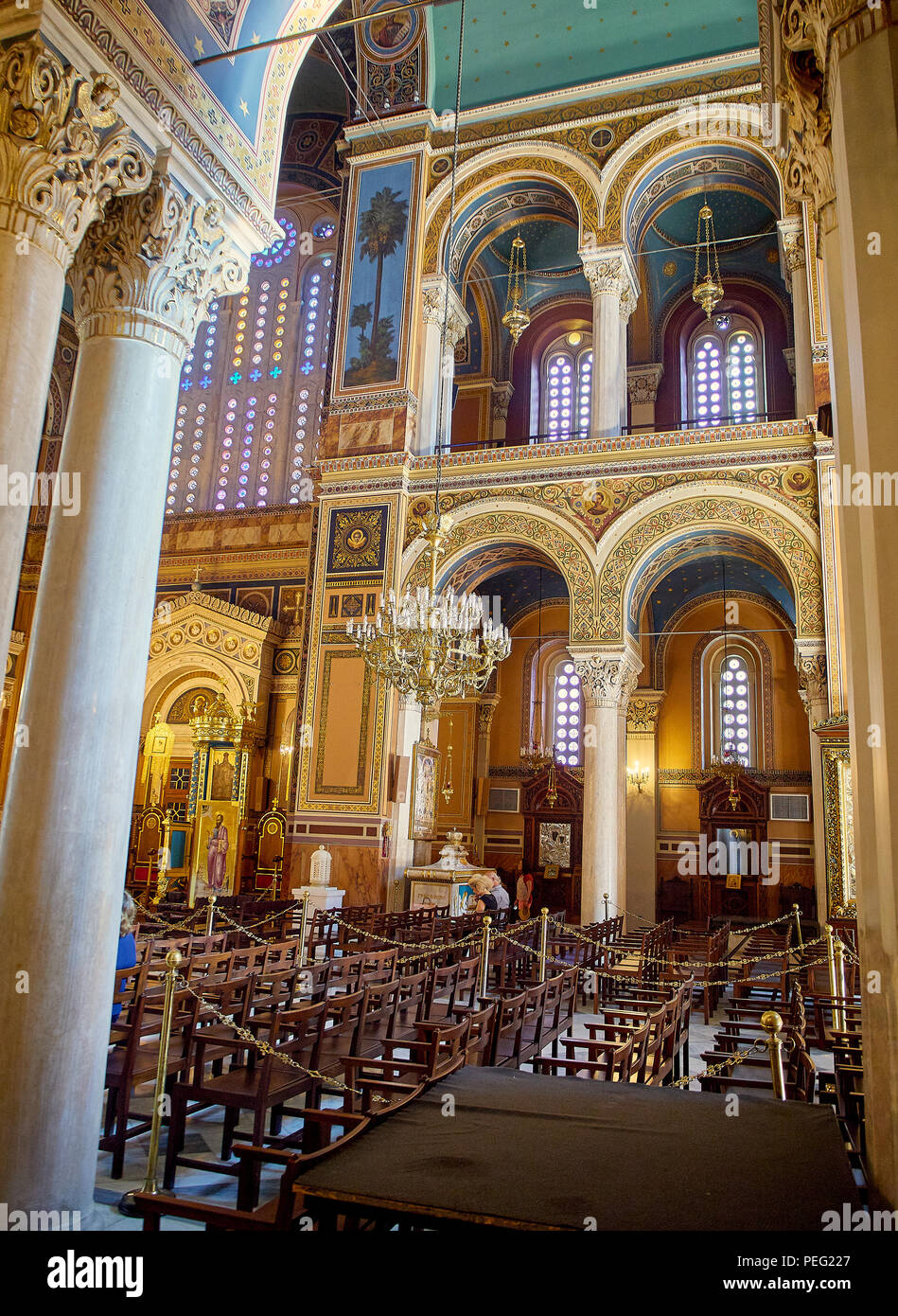 Cathédrale Métropolitaine de l'Annonciation, Mitropoli. Metropoleos square. Athènes, Grèce. Banque D'Images