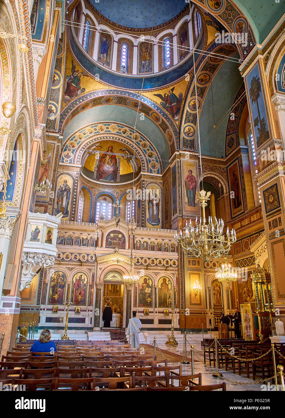 Cathédrale Métropolitaine de l'Annonciation, Mitropoli. Metropoleos square. Athènes, Grèce. Banque D'Images