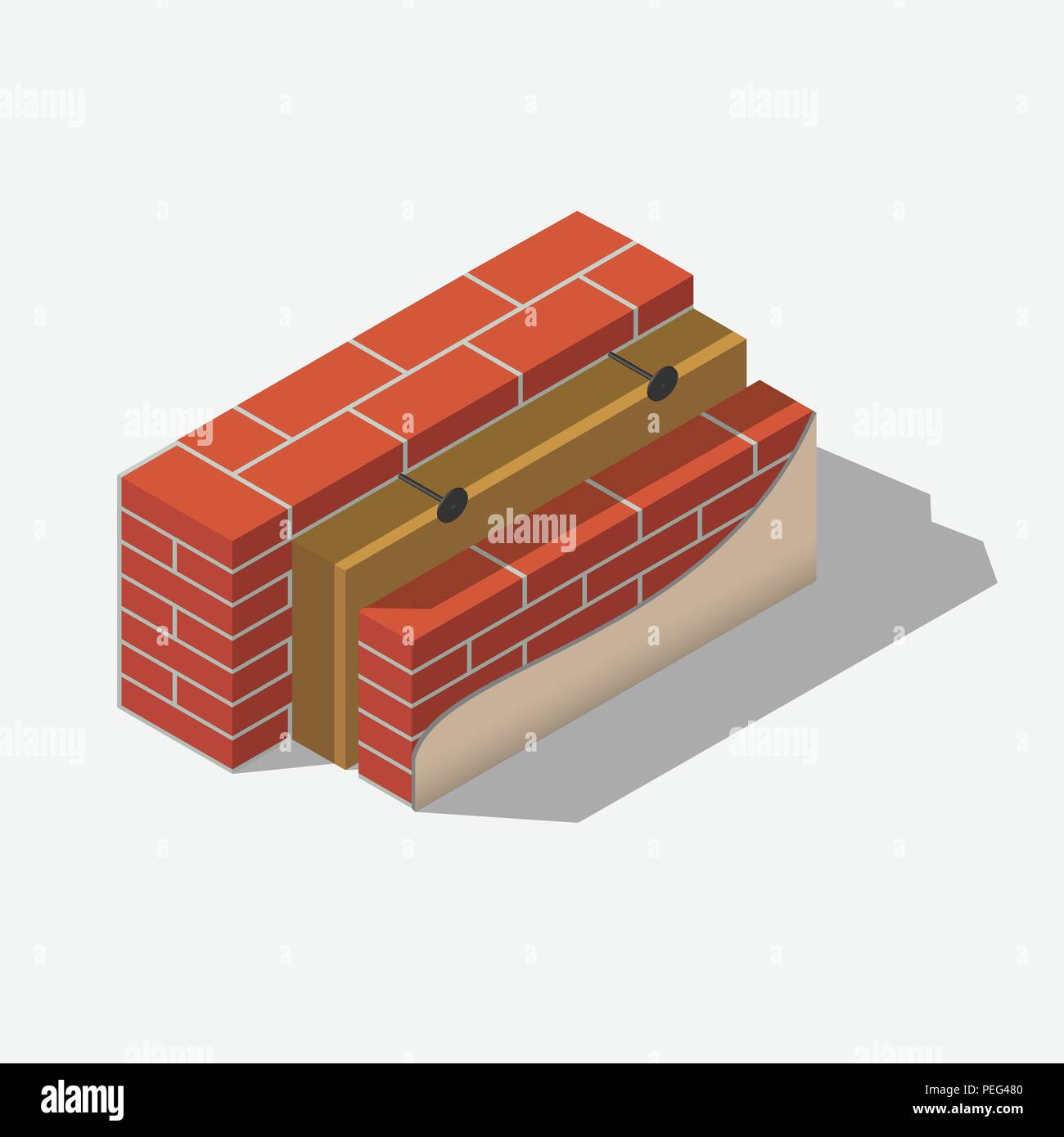 Mur de briques de construction couches Illustration de Vecteur