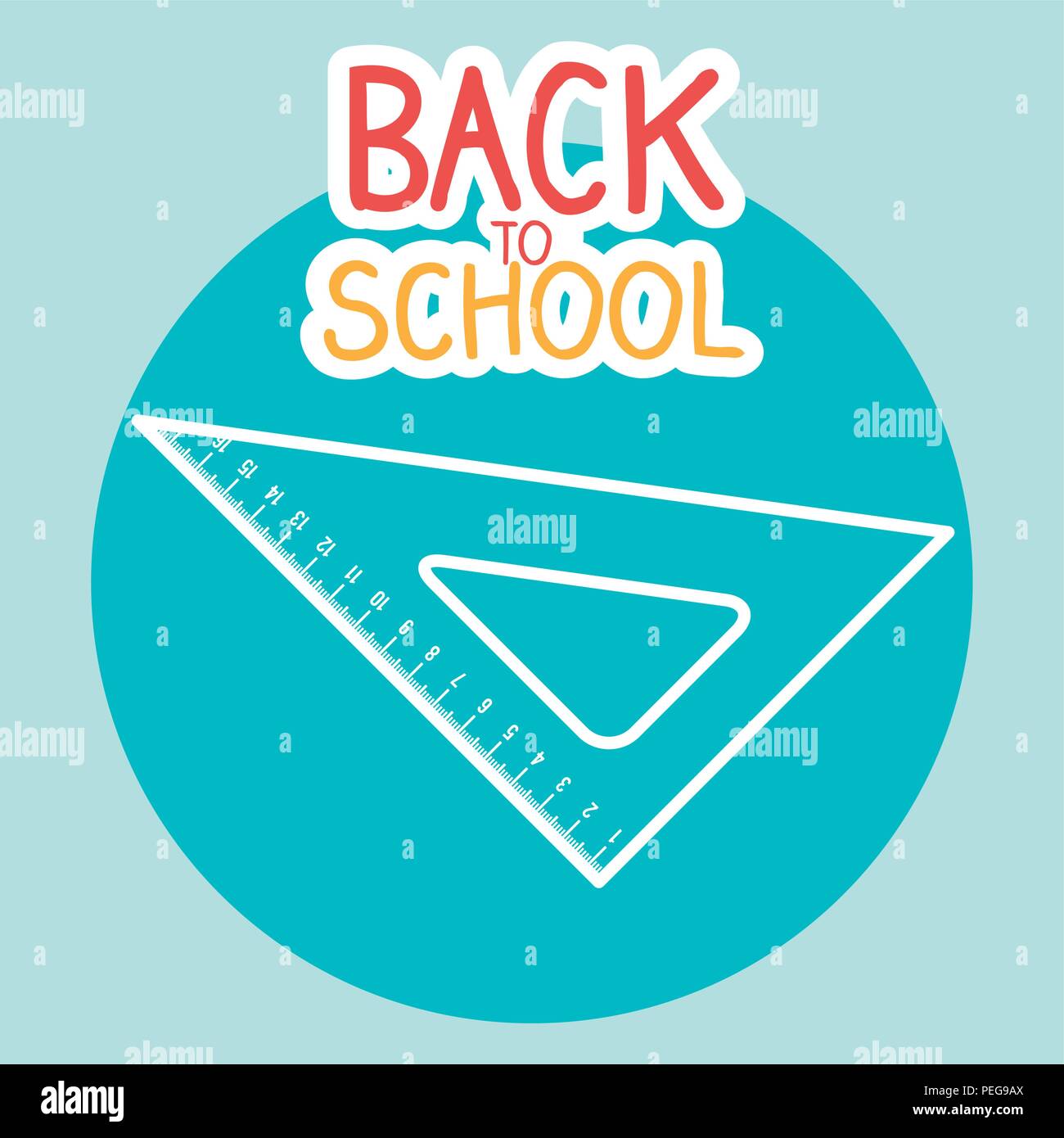 Retour à l'étiquette de l'école avec des règles de conception d'illustration vectorielle Illustration de Vecteur