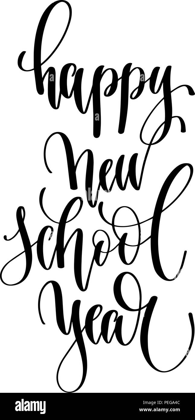 Heureuse nouvelle année scolaire - lettrage main texte inscription Illustration de Vecteur