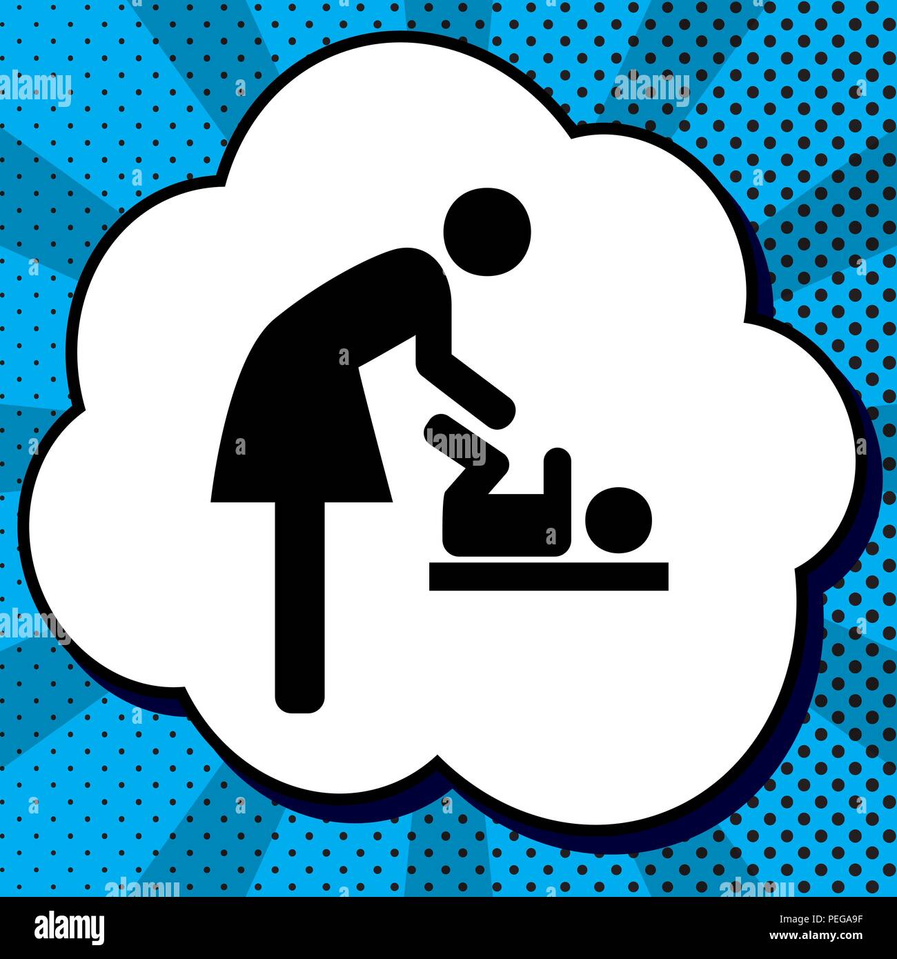 Les Femmes Et L Enfant Symbole De L Evolution De Bebe Vecteur Icone Noire Dans La Bulle Bleue Sur Fond Pop Art Avec Des Rayons Image Vectorielle Stock Alamy