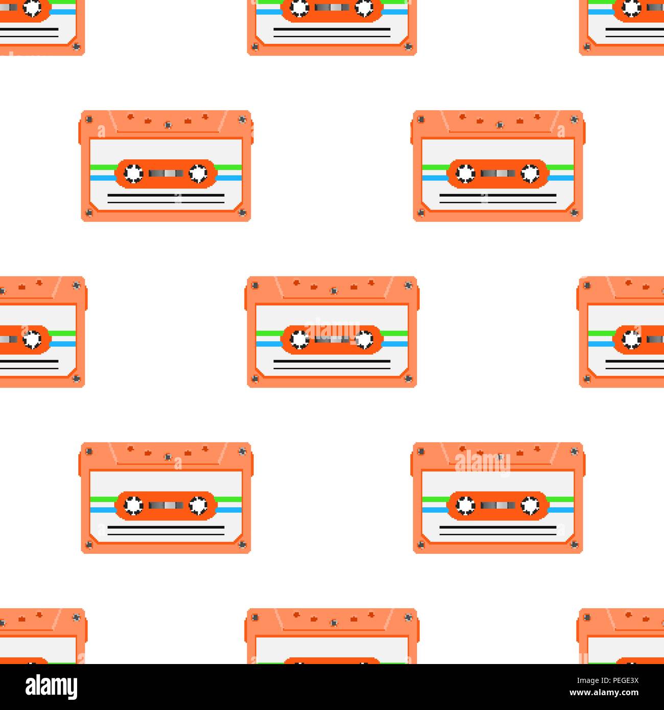 Motif transparent vintage avec l'analogique des cassettes de musique. 80s Loopable contexte avec les bandes audio magnétique Illustration de Vecteur