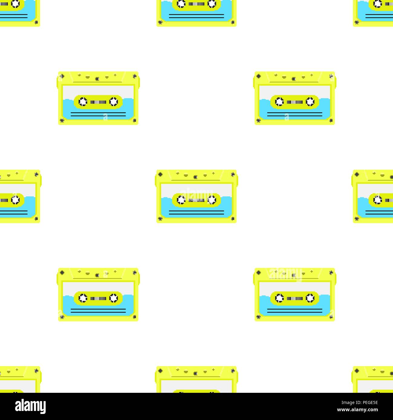 Motif transparent vintage avec l'analogique des cassettes de musique. 80s Loopable contexte avec les bandes audio magnétique Illustration de Vecteur