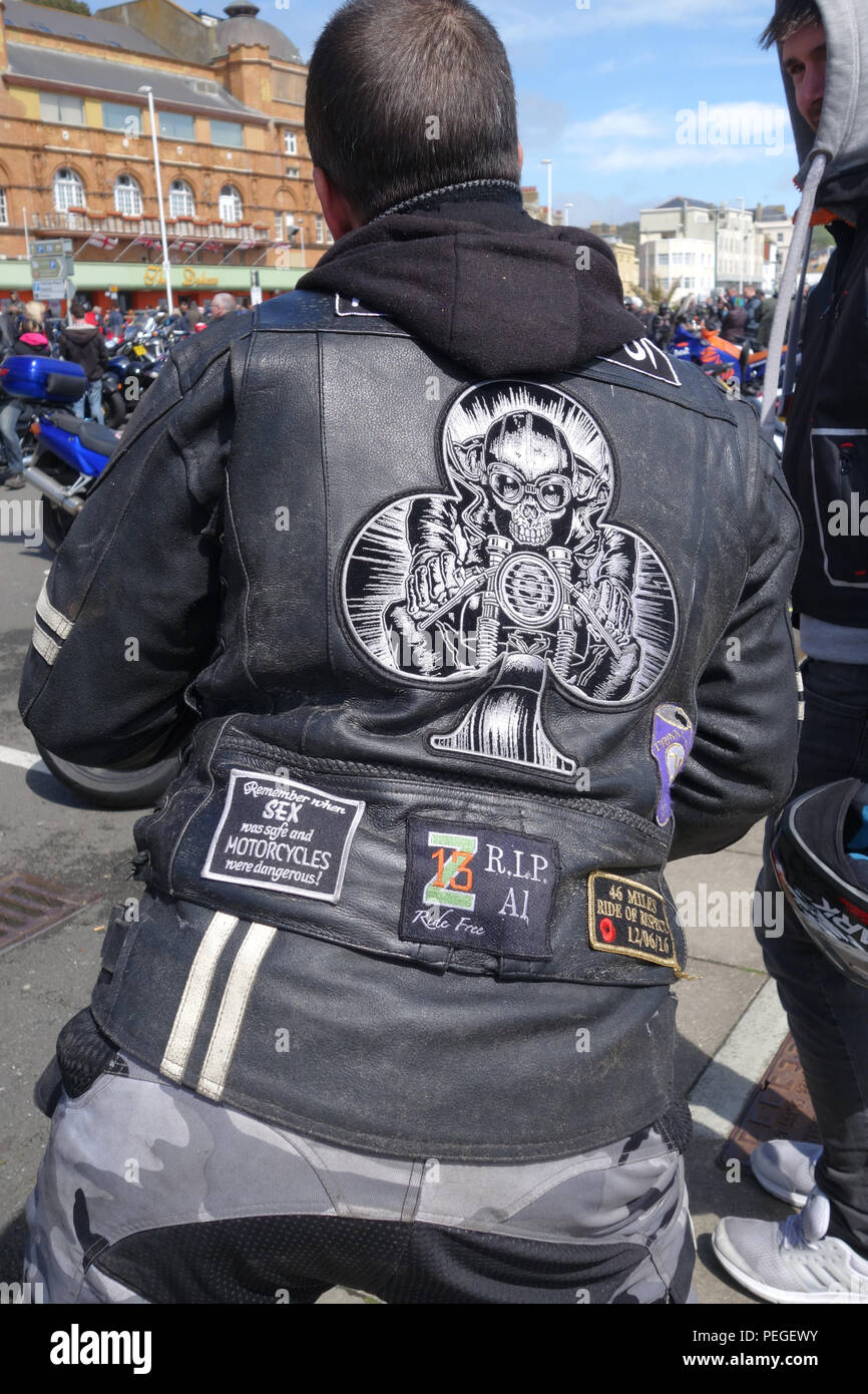 Veste en cuir féroce à vélo jour annuel peut fonctionner, 1 mai 2017, Hastings, East Sussex Royaume Uni Banque D'Images