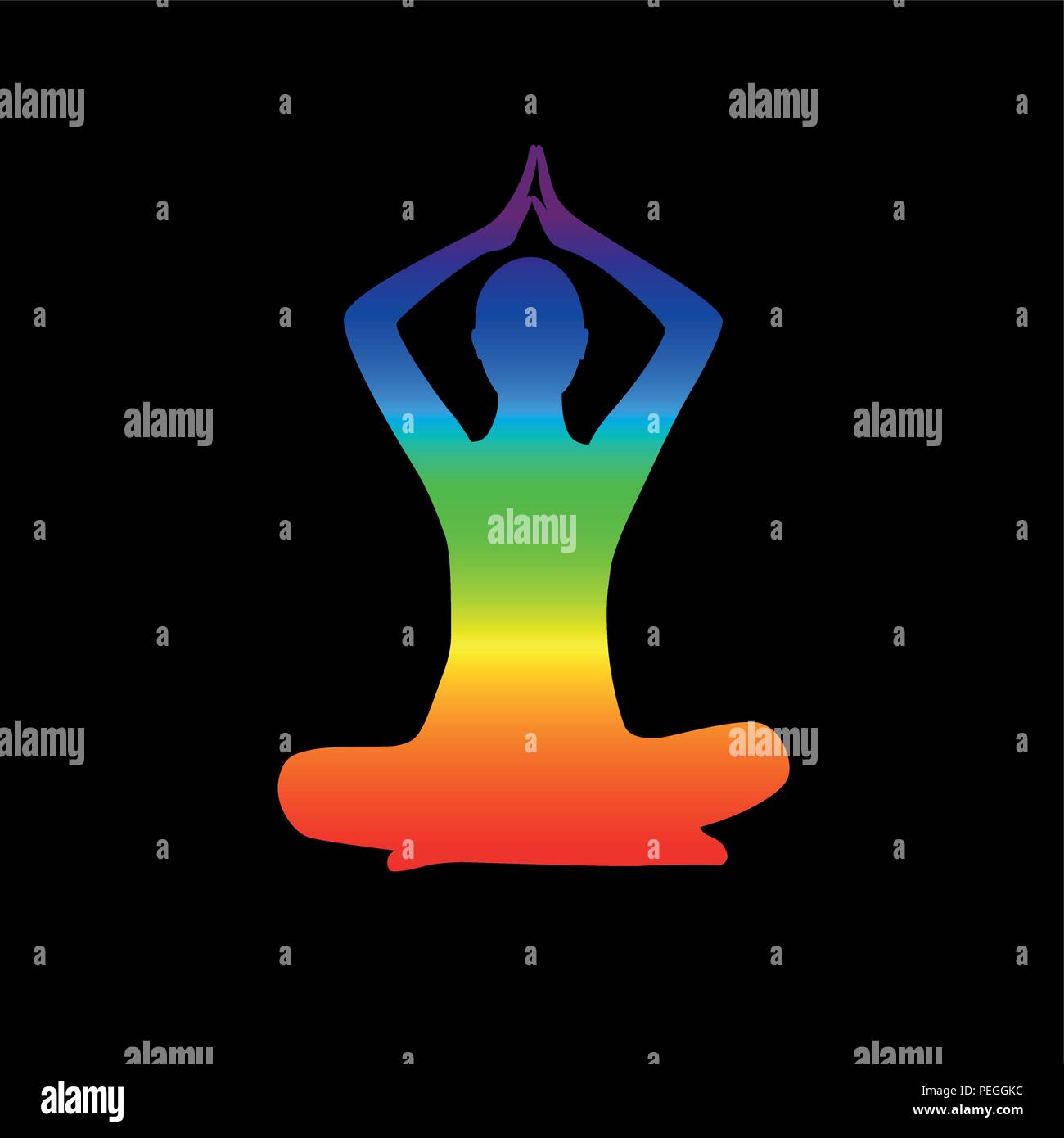 La méditation personne assis dans un lotus de couleur arc-en-ciel posent EPS10 vector illustration Illustration de Vecteur