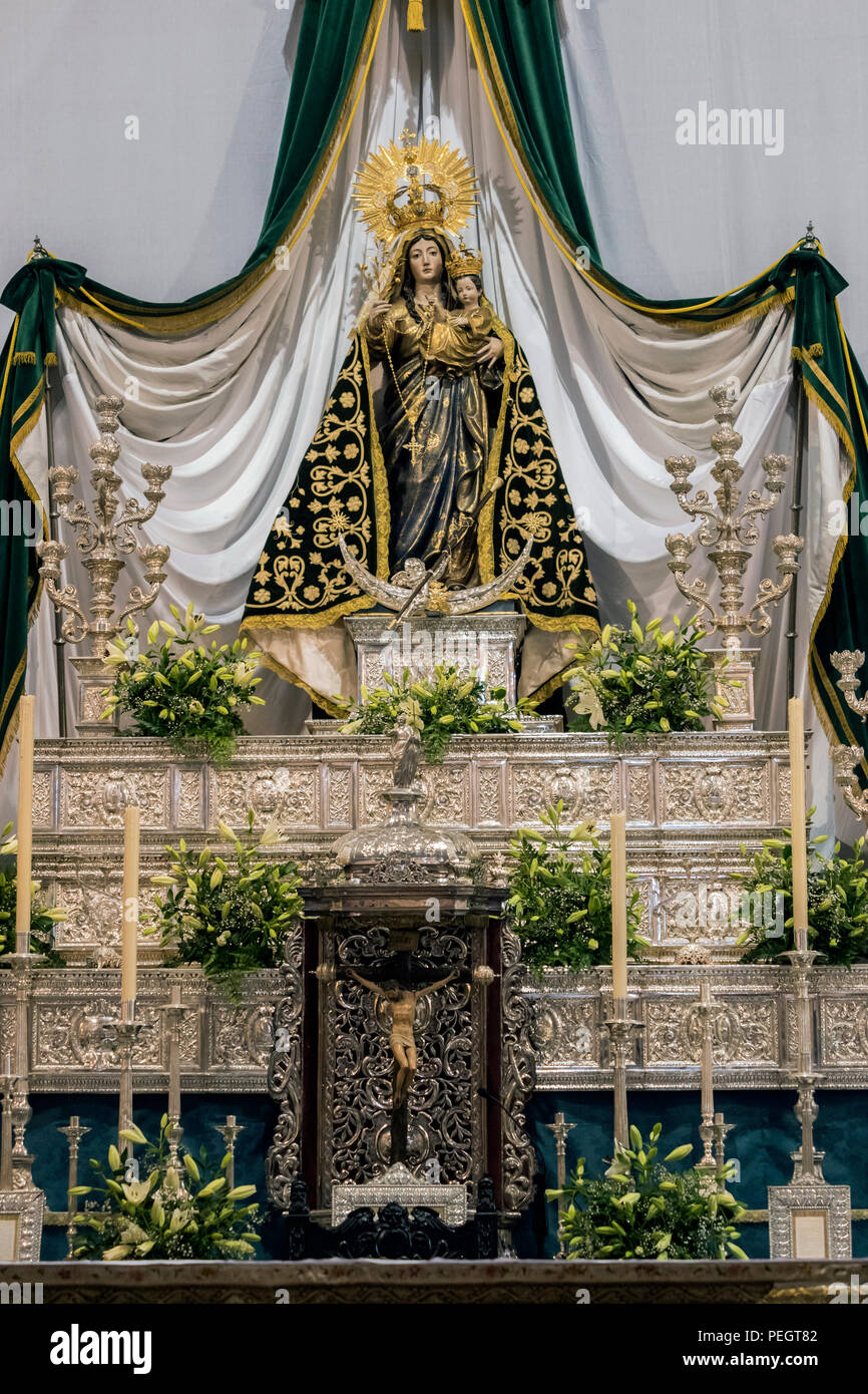 Virgen de la Oliva, patronne de Vejer de la frontera, le travail de Martin Alonso de Mesa y Villavicienso, Cadix, Espagne Banque D'Images