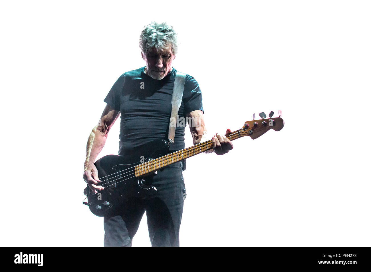 Norvège, Oslo - 14 août 2018. La chanteuse, auteur-compositeur et musicien Roger Waters effectue un concert live à Telenor Arena d'Oslo dans le cadre de l'Us  + eux d' 2018. (Photo crédit : Gonzales Photo - Terje Dokken) Credit : Gonzales Photo/Alamy Live News Banque D'Images