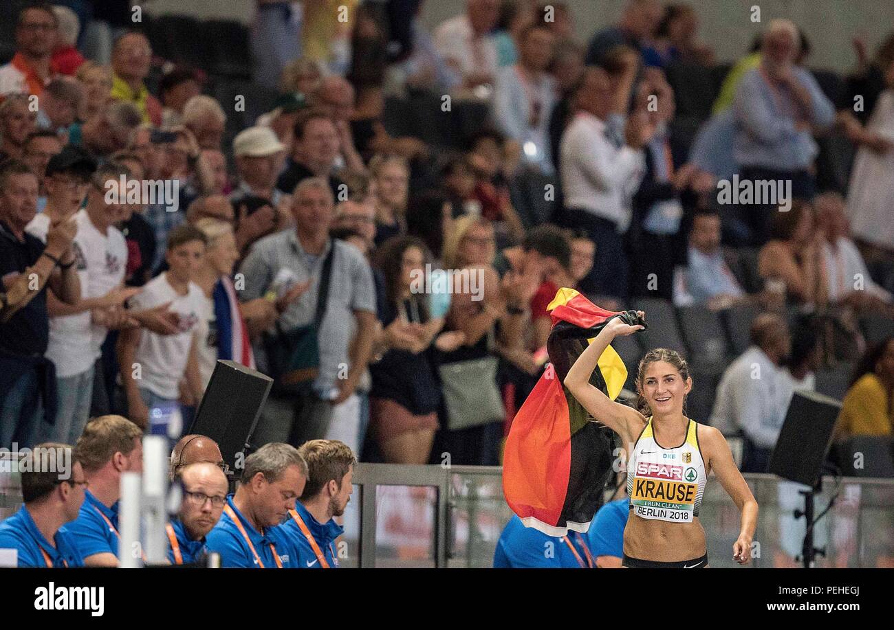 Berlin, Deutschland. 12Th Aug 2018. jubilation gagnant Gesa Felicitas Krause, de l'Allemagne, 1e place, tour d'honneur, de l'obstacle final 3000m femmes, sur 12.08.2018 Championnats d'Europe d'athlétisme 2018 à Berlin/Allemagne à partir de 06.08. - 12.08.2018. Utilisation dans le monde entier | Credit : dpa/Alamy Live News Banque D'Images