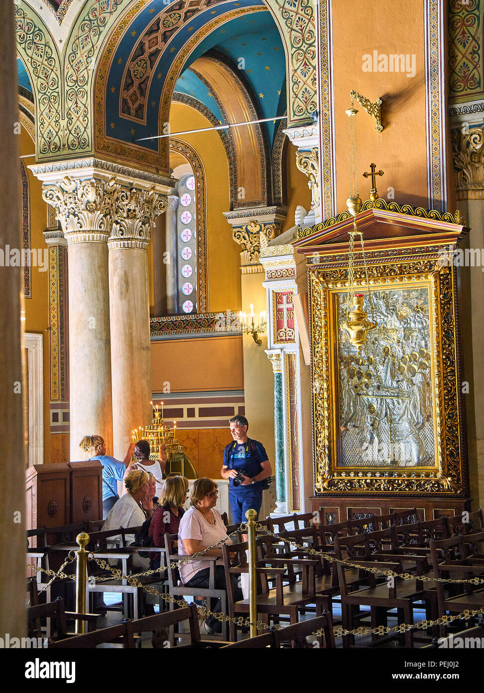 Cathédrale Métropolitaine de l'Annonciation, Mitropoli. Metropoleos square. Athènes, Grèce. Banque D'Images