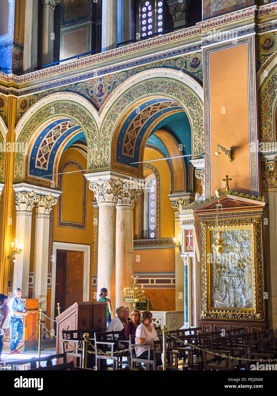 Cathédrale Métropolitaine de l'Annonciation, Mitropoli. Metropoleos square. Athènes, Grèce. Banque D'Images