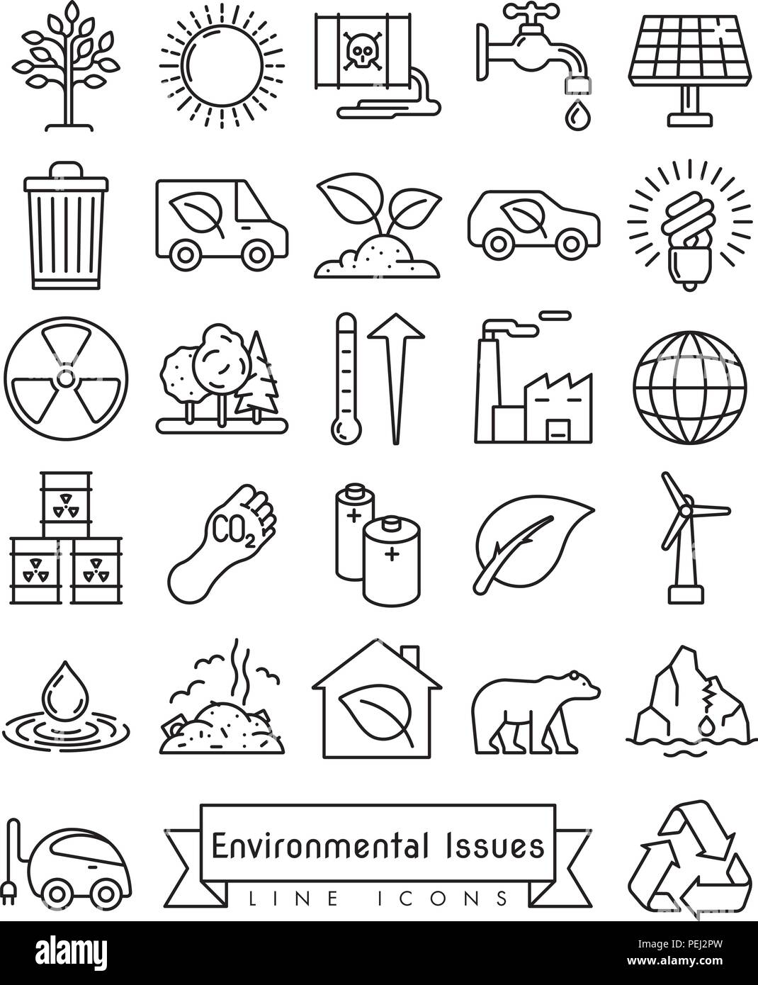 Collection de l'environnement et changements des icônes vectorielles Illustration de Vecteur