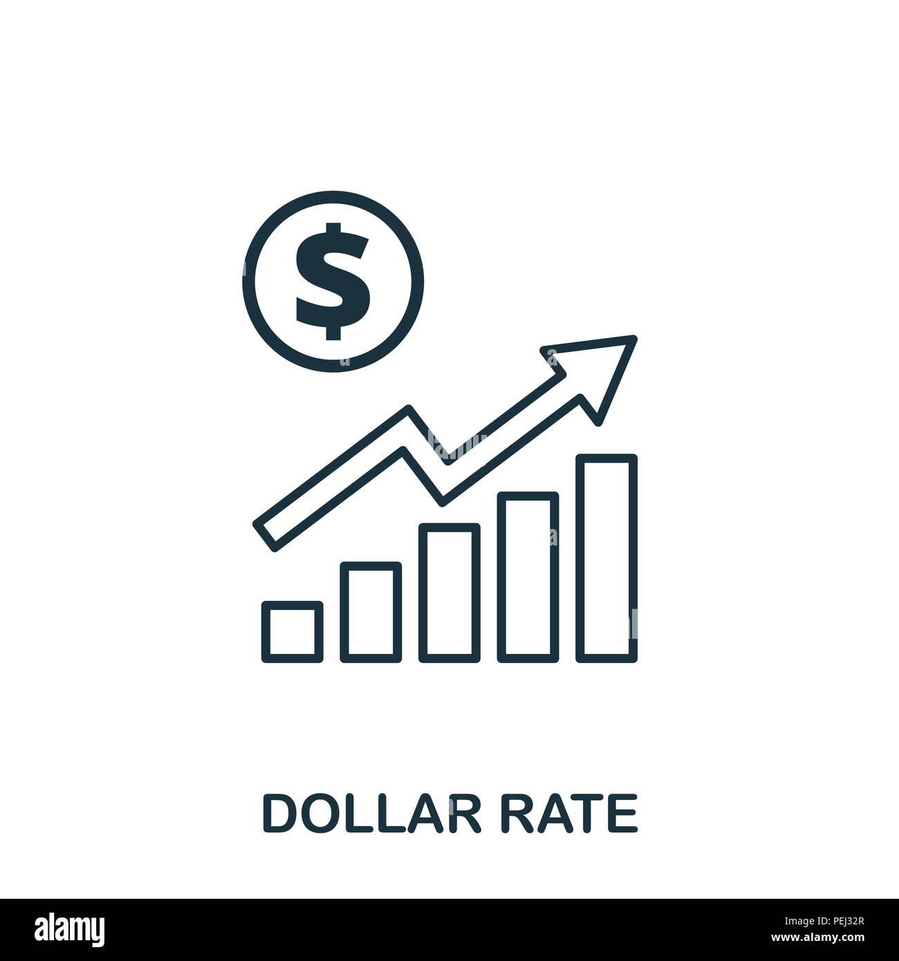 Augmentation du taux du dollar icône graphique. Mobile apps, d'impression et plus d'utilisation. L'élément simple à chanter. Augmentation du taux du dollar monochrome icône graphique illustratio Banque D'Images