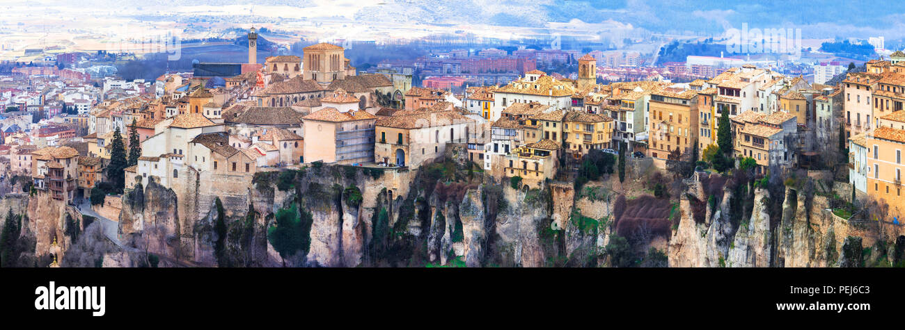 La ville de Cuenca impressionnant,vue panoramique,Espagne. Banque D'Images