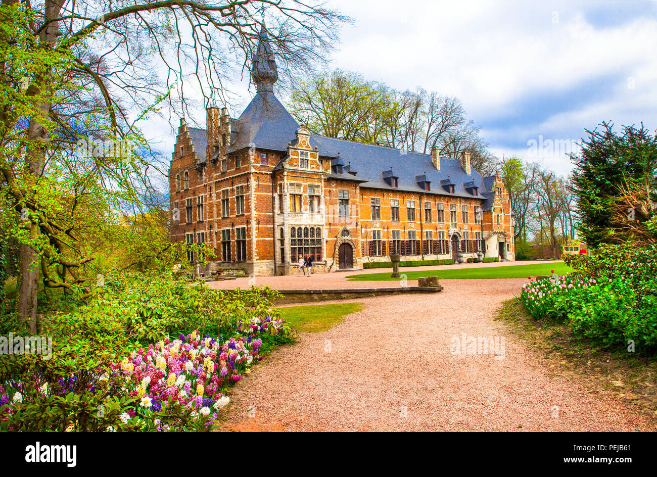 Bel Groot-Bijgaardenview avec château et parc,Belgique. Banque D'Images