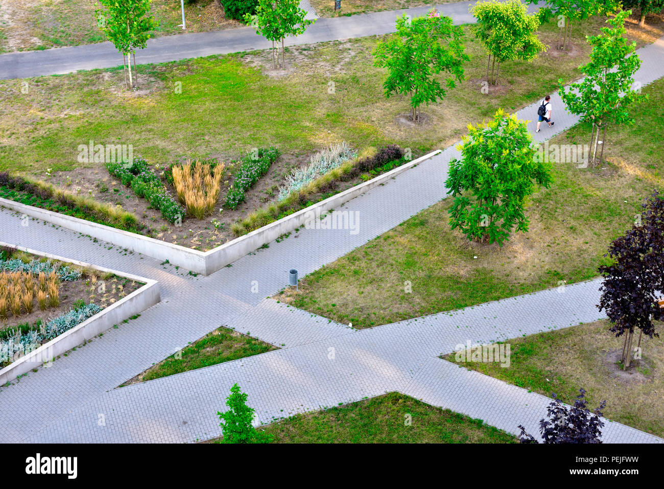 Schéma des voies multiples brick crossing parc ouvert Banque D'Images