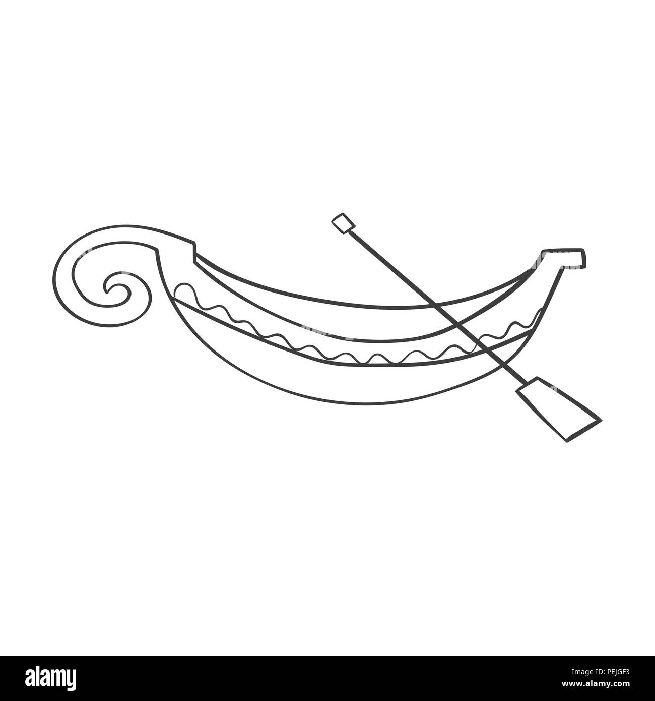 Gondola italien dans l'icône de style contour isolé sur fond blanc. Vector illustration symbole Pays Italie. Illustration de Vecteur