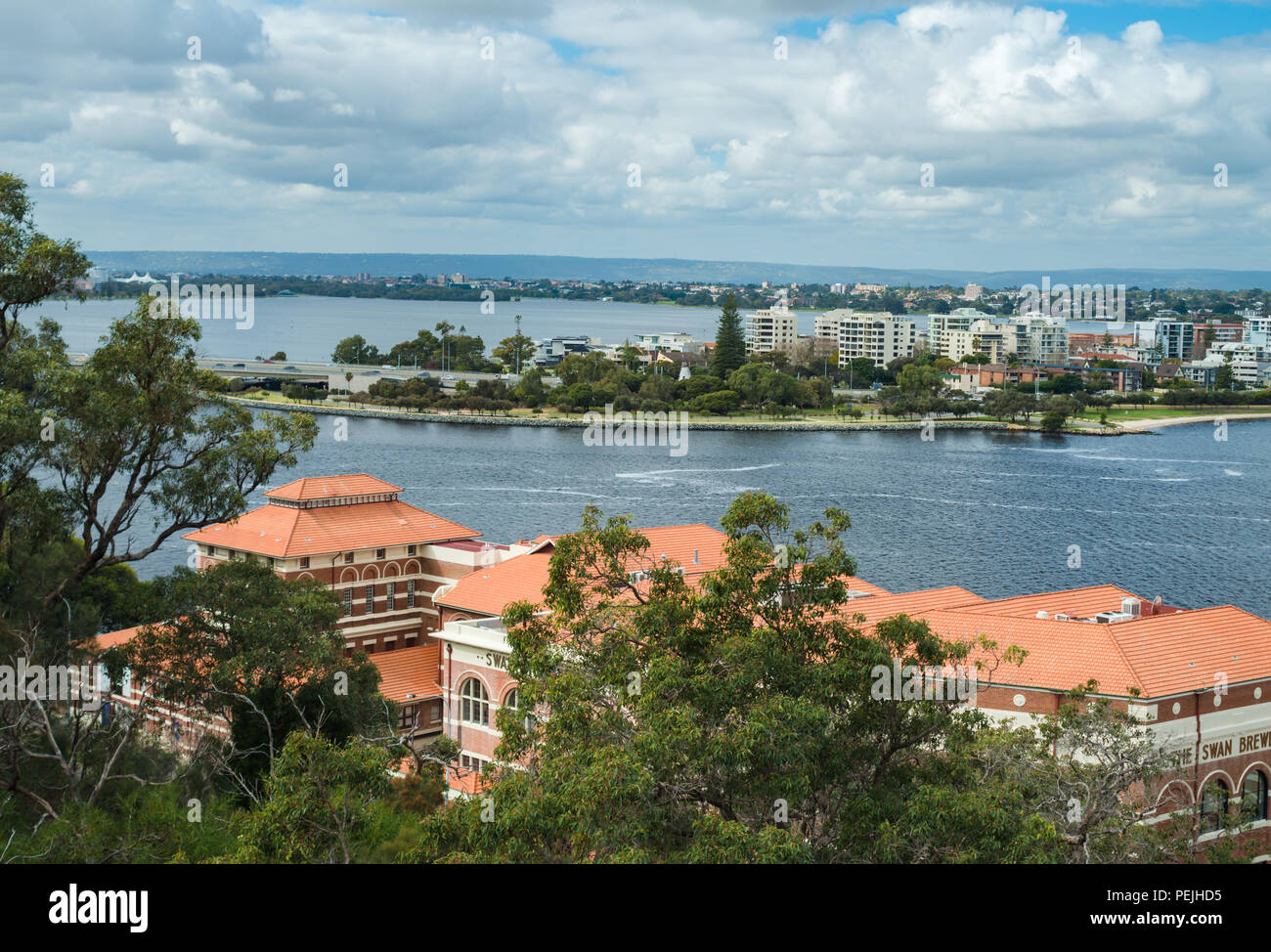 La Brasserie Swan et de la rivière Swan à baie de Perth, Australie, Océanie Banque D'Images