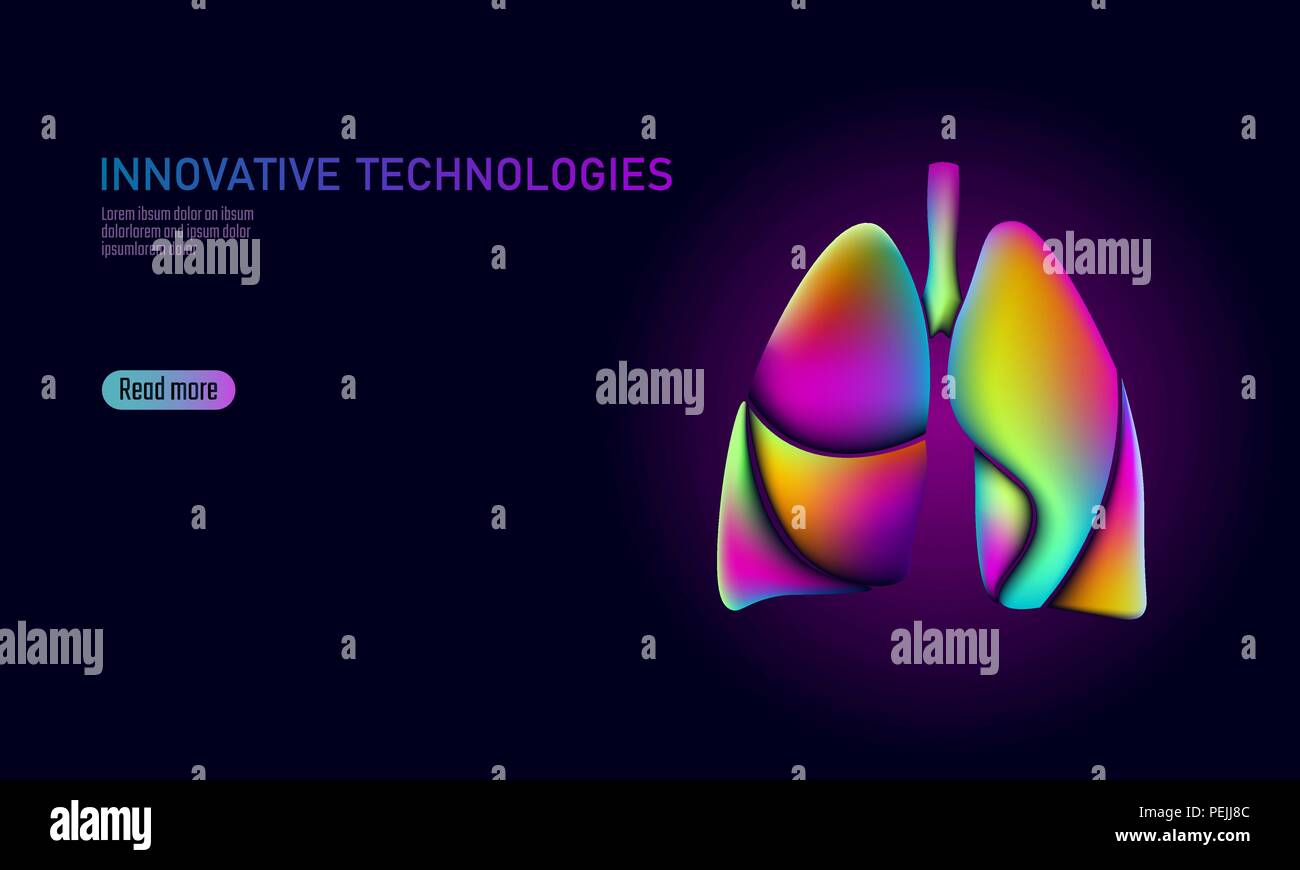Docteur en médecine en ligne app applications mobiles. Médecine santé numérique poumons dégradés dynamiques 3D fluide lumineux en plastique. Glitch néon forme holographique Innovation, technologie vector illustration Illustration de Vecteur