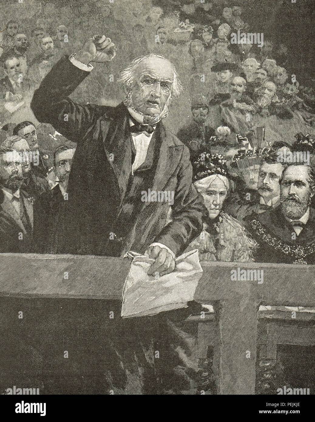 William Ewart Gladstone, dénonçant les massacres des Arméniens par les Ottomans dans un discours à Liverpool, 2 janvier 1897 Banque D'Images