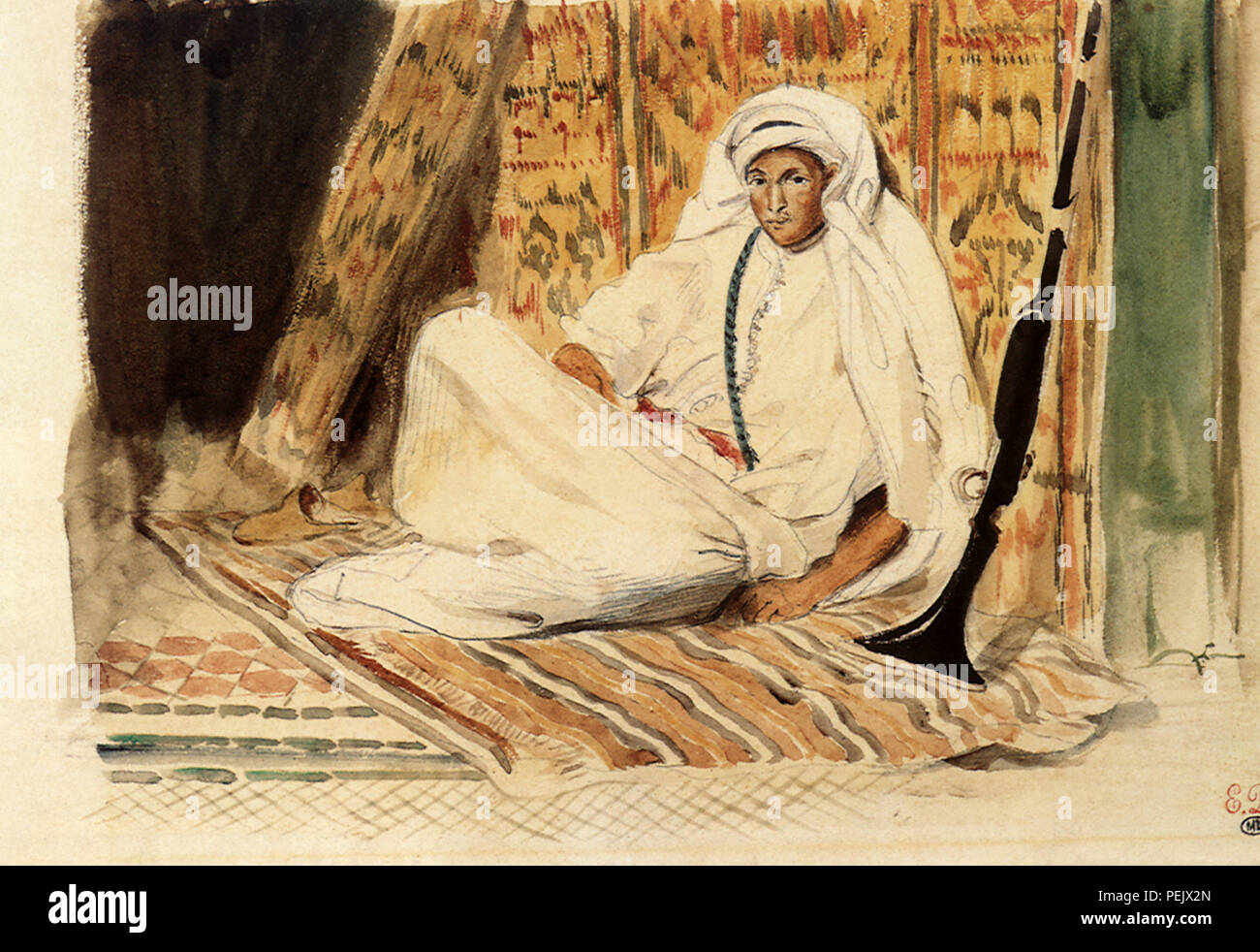 Jeune arabe dans son appartement, Delacroix, Eugène Banque D'Images