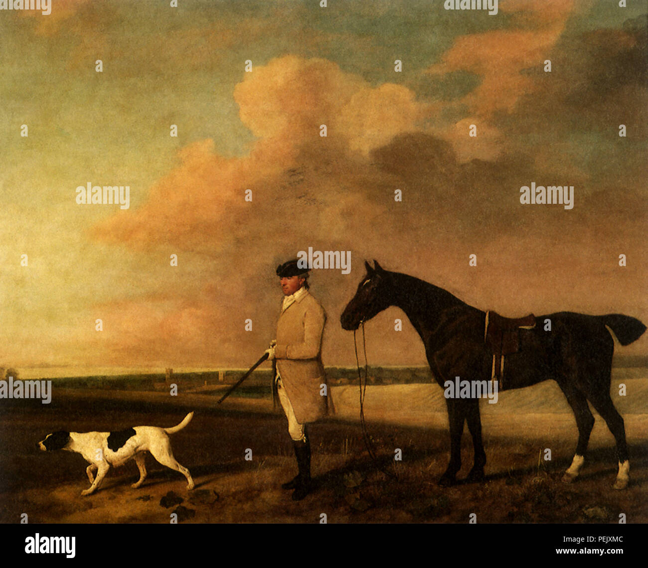 L'homme, Pointeur et poney, Stubbs, George Banque D'Images