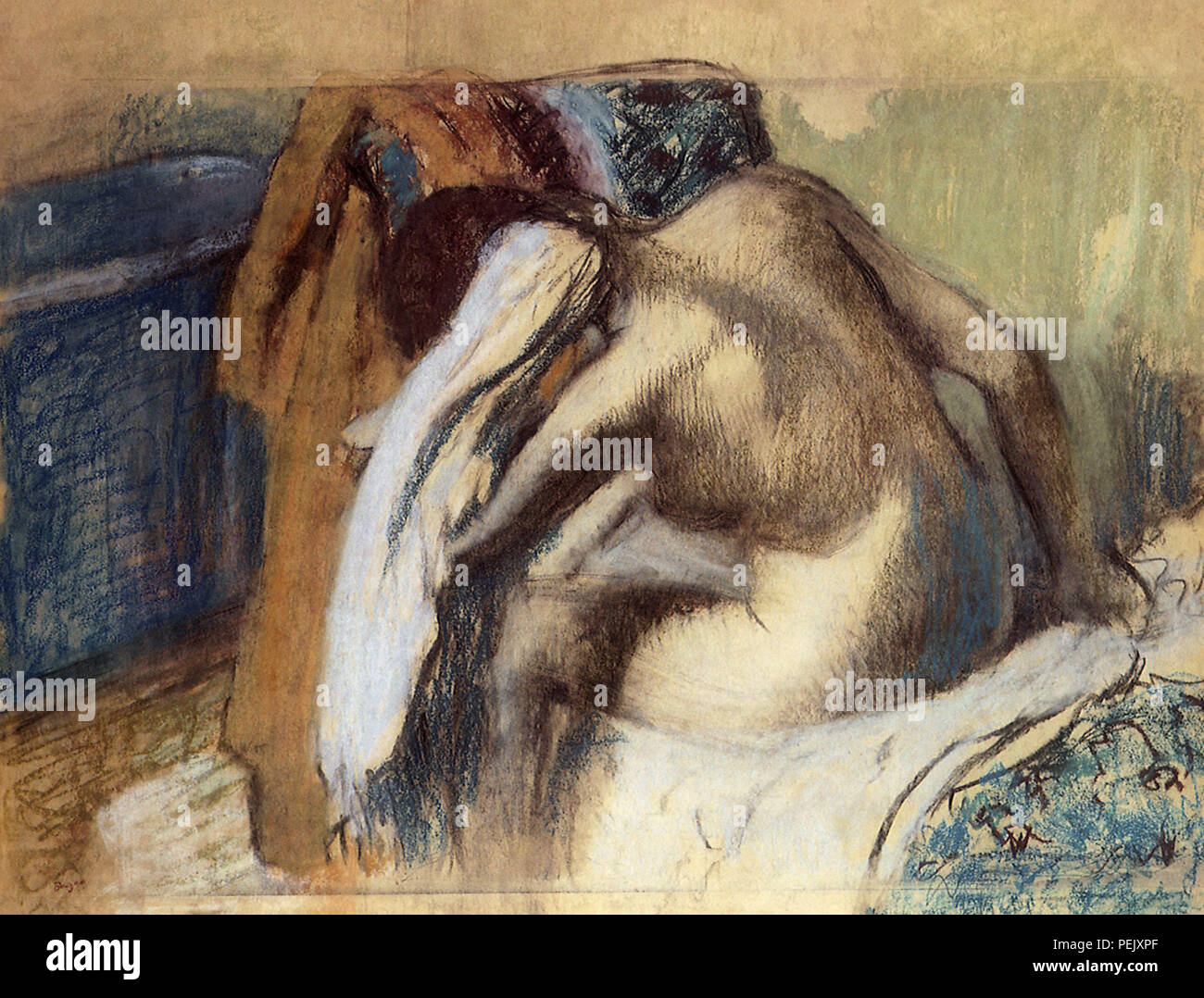 Bather Drying Hair, Degas, Edgar Banque D'Images