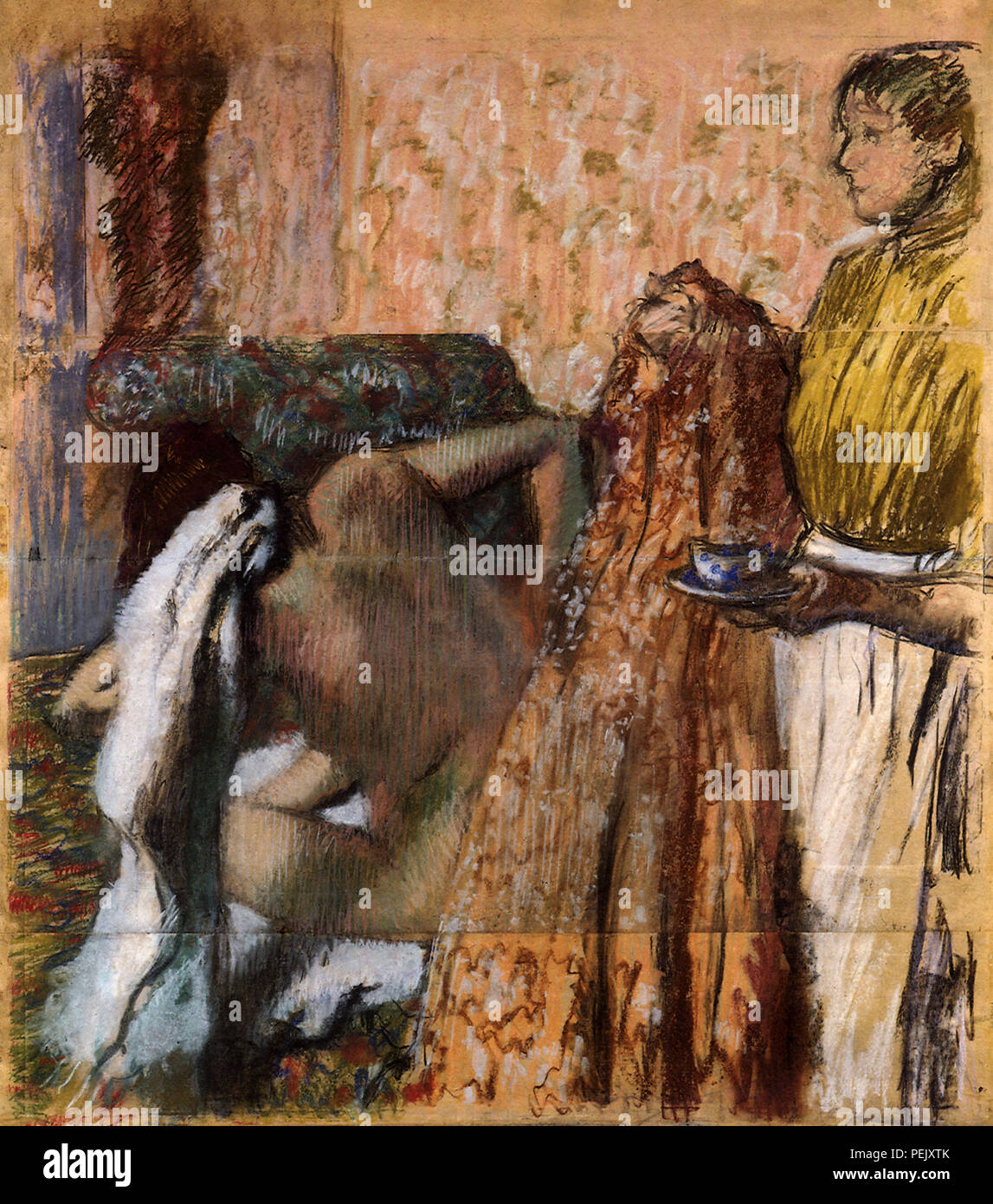 Après le bain du matin, Degas, Edgar Banque D'Images