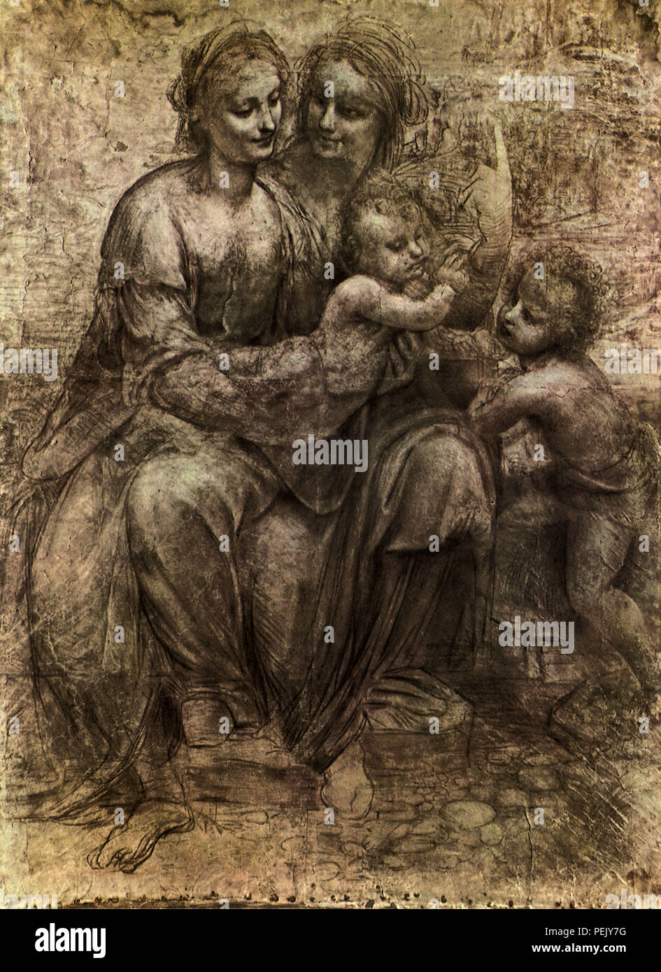 Vierge à l'enfant withSaints, Leonardo da Vinci Banque D'Images